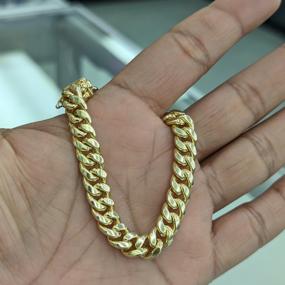 10kt Real Gold Miami Cuban Style Bracelet 8.7mm 7 inches